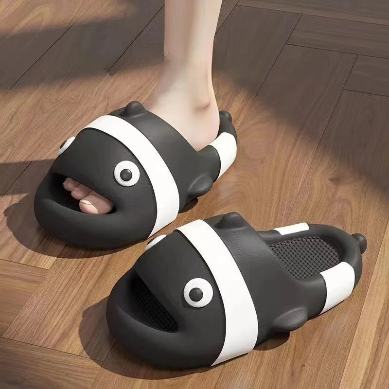 Ladies' summer new indoor home bathroom anti slip thick soled slippers with a sense of stepping on poop