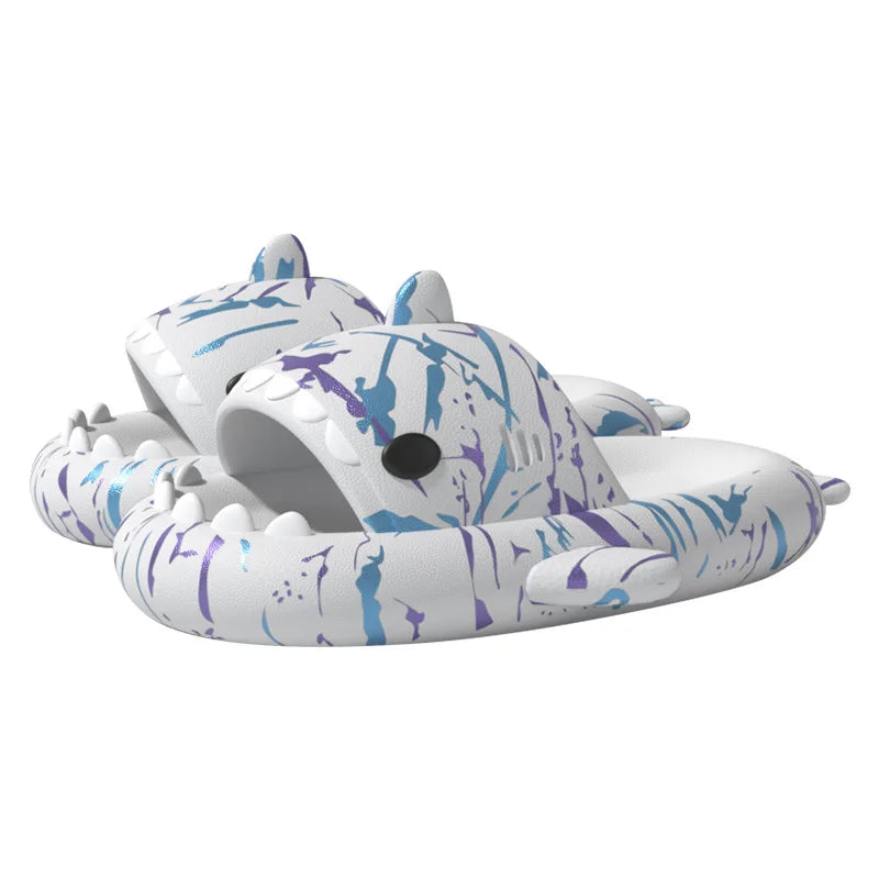 Eyriphy Summer Unisex Shark Slippers Platform Cozy Shark Sandals Fashion Couple Beach Shoes Lovely Casual Women Shark Flip Flops