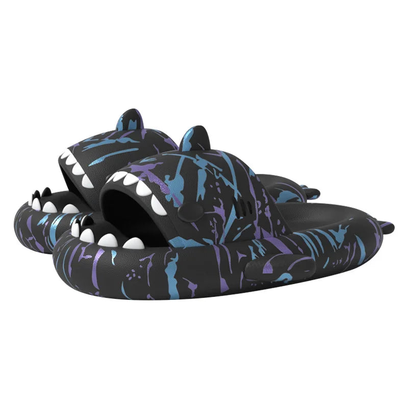 Eyriphy Summer Unisex Shark Slippers Platform Cozy Shark Sandals Fashion Couple Beach Shoes Lovely Casual Women Shark Flip Flops