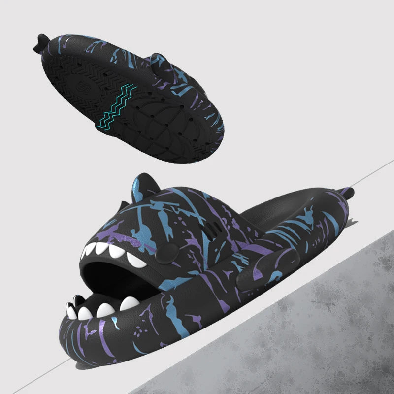 Eyriphy Summer Unisex Shark Slippers Platform Cozy Shark Sandals Fashion Couple Beach Shoes Lovely Casual Women Shark Flip Flops