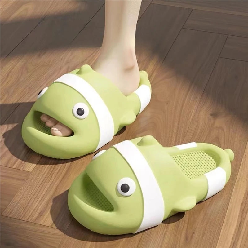 Ladies' summer new indoor home bathroom anti slip thick soled slippers with a sense of stepping on poop