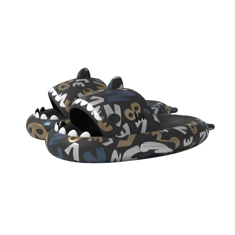 Eyriphy Summer Unisex Shark Slippers Platform Cozy Shark Sandals Fashion Couple Beach Shoes Lovely Casual Women Shark Flip Flops