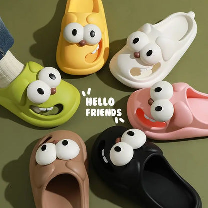 Evshine Large Eye Women Slippers Waterproof Lightweight Shower Sandals Fashion House Slippers Lovely Cozy Unisex Cartoon Slipper