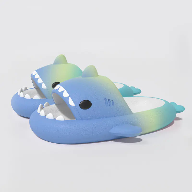Gradient Rainbow Shark Slippers for Women - Summer Indoor